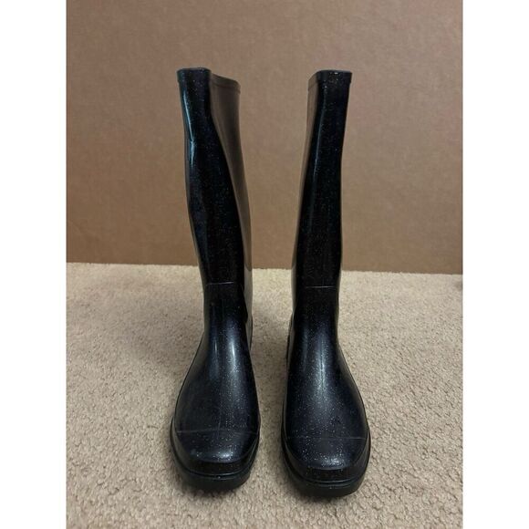 Women’s Black Sparkly Capelli Rain Boots / Sz 6 - Picture 1 of 7